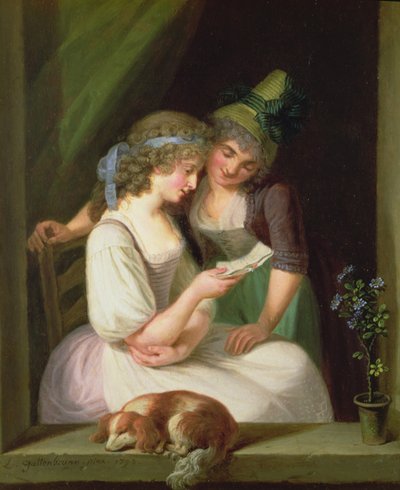 Two Women Reading a Letter by Ludwig Guttenbrunn
